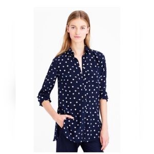 Jcrew NAVY 100% silk shirt clock series